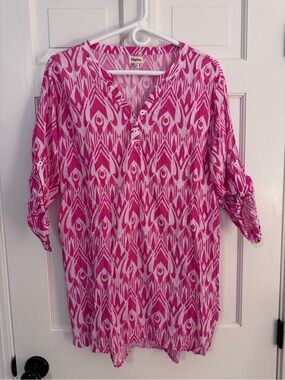 Hatley Pink & White Ikat-Patterned Women's Tunic